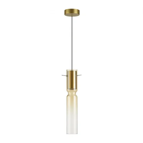 Светильник подвесной LED Scrow 5058/5LA Odeon Light янтарный 1 лампа, основание золотое в стиле современный трубочки